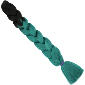 Eva Peruk Afrika Örgüsü Rasta Ve Box Braid Için Sentetik Saç 165 Gram - Siyah/Yeşil Ombreli
