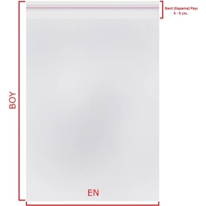 12X10+5 Cm. (12*15) 100 Adet - Şeffaf Bantlı Yapışkanlı Opp Jelatin Poşet