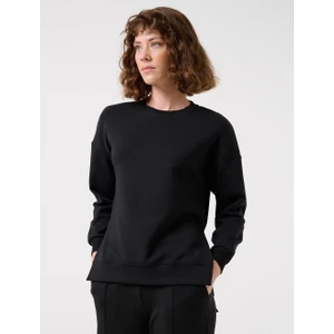 Jimmy Key Siyah Bol Kesim Bisiklet Yaka Uzun Kollu Örme Sweatshirt