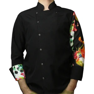 Desenli (Kuru Kafa) Siyah Aşçı Ceketi