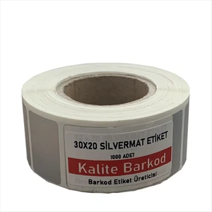 Kalite Barkod 30X20 Silvermat Etiket Rulo Demirbaş Etiketi