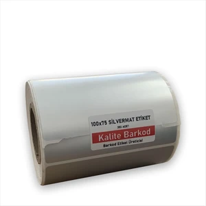 Kalite Barkod 100X75 Silvermat Etiket Rulo Demirbaş Etiketi