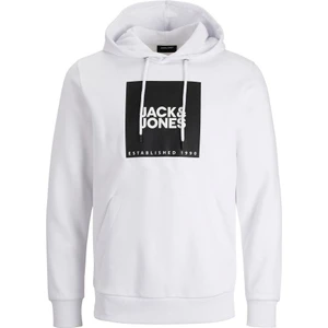 Jack & Jones Lock Erkek Beyaz Baskılı Kapüşonlu Sweatshirt