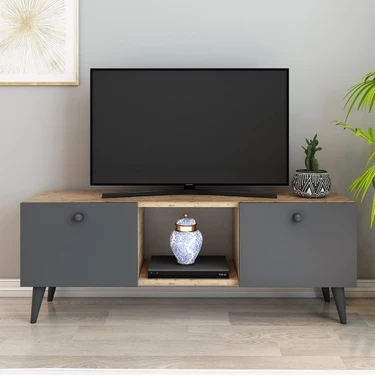 İzco Design Lotus Tv Ünitesi 120 cm 2 Kapaklı Tv Sehpası Çam