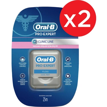Oral-B Diş Ipi Pro-Expert Clinic Line Ferahlatıcı 25 M x 2 Hassas Dişler İçin Etkili