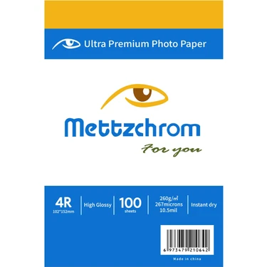 Mettzchrom Parlak Fotoğraf Kağıdı 100 Sayfa 260 gr 10X15 cm Ultra