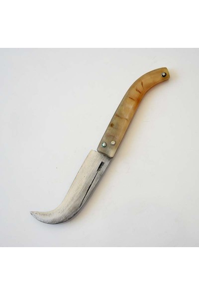 Tapan Bıçağı Tapan Aşı Bıçağı 23 - 25,5 cm Koç Boynuzu Yay Çeliği Baba Dede Usulü Sarı
