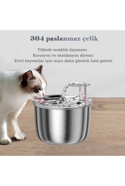 Top One Topone Pet Su Sebili 2l Paslanmaz Çelik Akıllı Su Sebili Ultra Sessiz Pompa Su Deposu Kediler, Köpekler Için Uygun (Yurt Dışından)