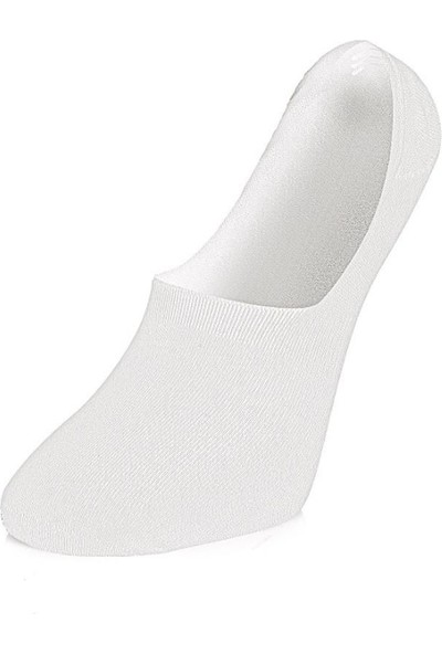 Trendcorap Premium 9'lu Dikişsiz Burunlu Kaydırmaz Silikon Topuklu Bambu Babet Çorap - Beyaz
