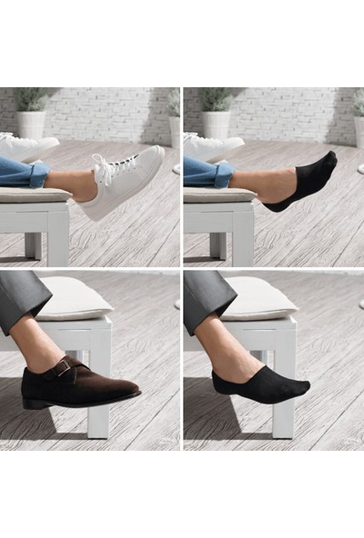 Trendcorap Premium 9'lu Dikişsiz Burunlu Kaydırmaz Silikon Topuklu Bambu Babet Çorap - Renkli