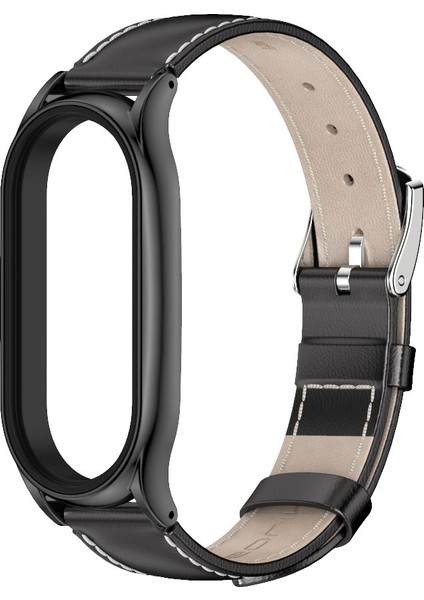 Xiaomi Mi Band 7 - 7 Nfc Için Hakiki Deri Saat Kayışı - Siyah (Yurt Dışından)