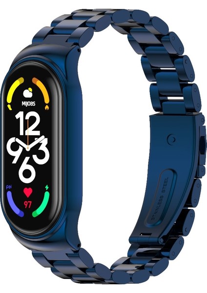 Xiaomi Mi Band 7 - 7 Nfc Için Cs Paslanmaz Ste Saat Kayışı - Mavi (Yurt Dışından)