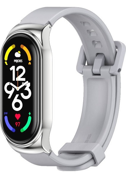 Xiaomi Mi Band 7 - 7 Nfc Için Silikon Saat Kayışı - Gri - Gümüş (Yurt Dışından)