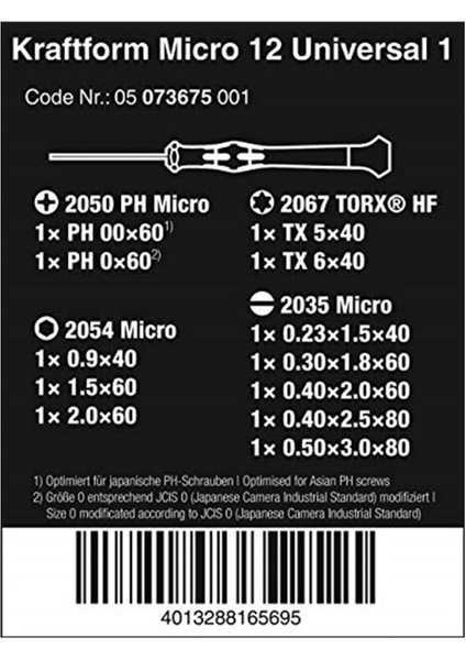 05073675001 Elektronikçi Tornavida Seti 12 Parçalı