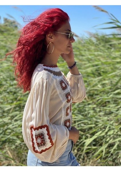 Etnik Bohem Tığ Işi Bluz fırsatları