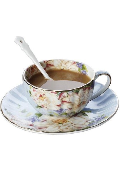 Avrupa Kemik Çini Kahve Fincanı ve Tabağı Romantik Çiçek Çay Seti Espresso Düğün Hediyesi Parti Drinkware | Kahve Kupası ve tabak Setleri (Yurt Dışından)