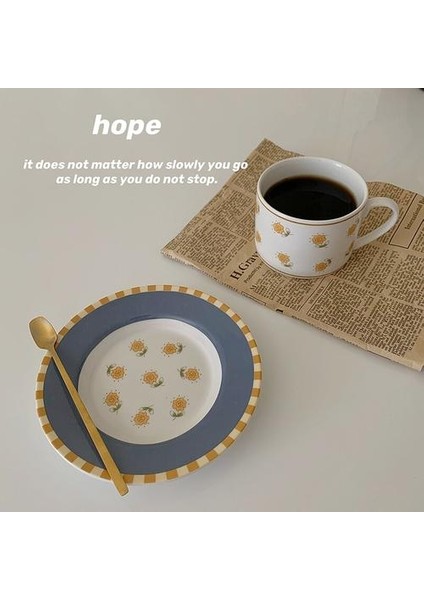 Kore Retro Seramik Çay Kahve Fincanı Fincan Fincan Seti Basit Taşınabilir Bardak Espresso Bardaklar Çevre Dostu Tazas Ev Drinkware DF50BD | Kahve Kupası ve tabak Setleri (Yurt Dışından)