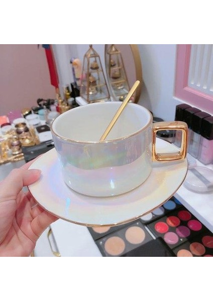 Basit Avrupa Kupası Seramik Lüks Nordic Modern Hediye Yeniden Olabilir Bardak Suni Set Öğleden Sonra Çay Gereçleri Taza Ev Drinkware DF50BD | Kahve Kupası ve tabak Setleri (Yurt Dışından)