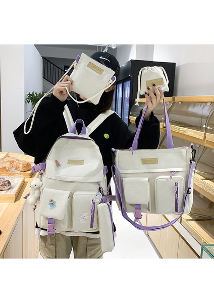 Yeni Okul Çantası Kız Öğrenci Büyük Kapasiteli Ortaokul Üniversite Öğrencisi Sırt Çantası Moda Sırt Çantası (Yurt Dışından) fiyatları