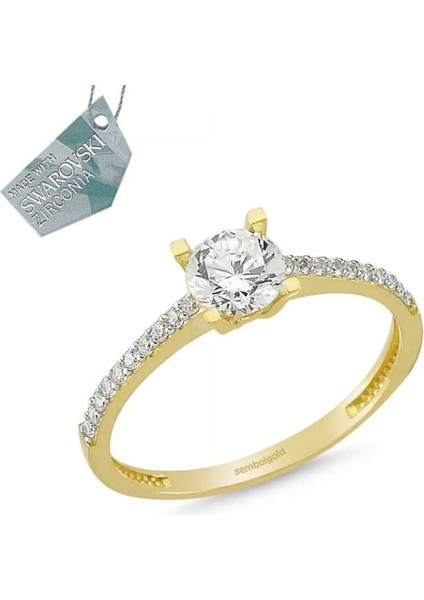 Altın Tektaş Yüzük Özel Tasarım Zirkon SG42-08585
