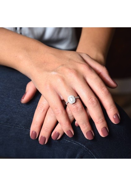 Beyaz Altın Baget Yüzük Çift Sıra fiyatları