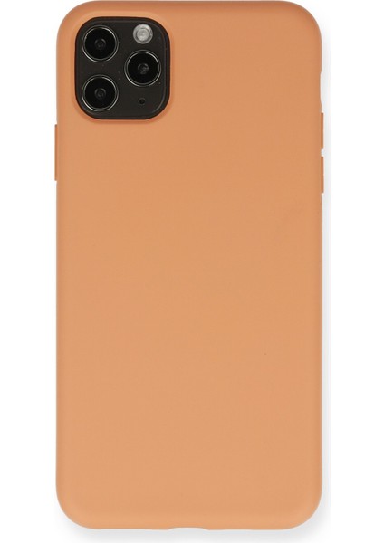 Happycase iPhone 11 Pro Max Kılıf Nano Içi Kadife  Silikon - Mat Turuncu