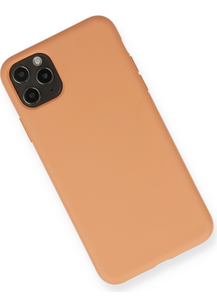 Happycase iPhone 11 Pro Max Kılıf Nano Içi Kadife  Silikon - Mat Turuncu