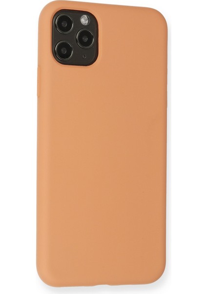 Happycase iPhone 11 Pro Max Kılıf Nano Içi Kadife  Silikon - Mat Turuncu