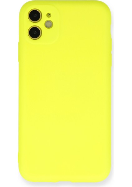 iPhone 11 Kılıf Nano Içi Kadife Silikon - Sarı