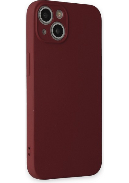 iPhone 13 Kılıf Nano Içi Kadife Silikon - Bordo