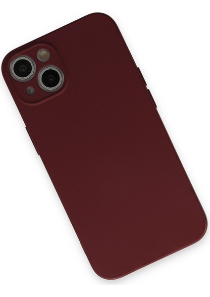 iPhone 13 Kılıf Nano Içi Kadife Silikon - Bordo