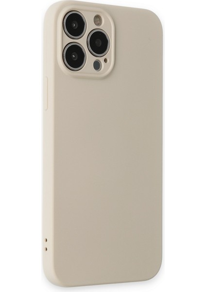 iPhone 13 Pro Max Kılıf Nano Içi Kadife Silikon - Bej