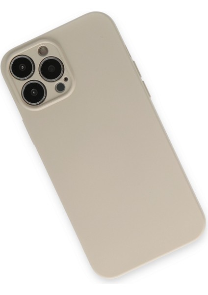 iPhone 13 Pro Max Kılıf Nano Içi Kadife Silikon - Bej