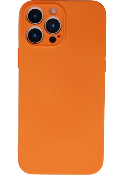 iPhone 13 Pro Max Kılıf Nano Içi Kadife Silikon - Turuncu