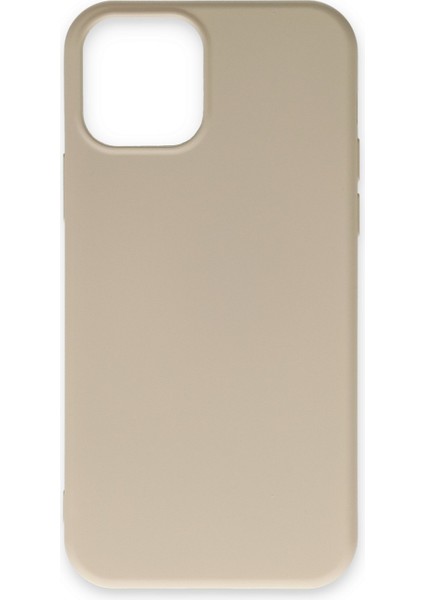iPhone 12 Kılıf Nano Içi Kadife Silikon - Bej