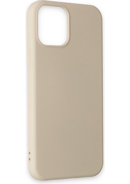 iPhone 12 Kılıf Nano Içi Kadife Silikon - Bej modelleri