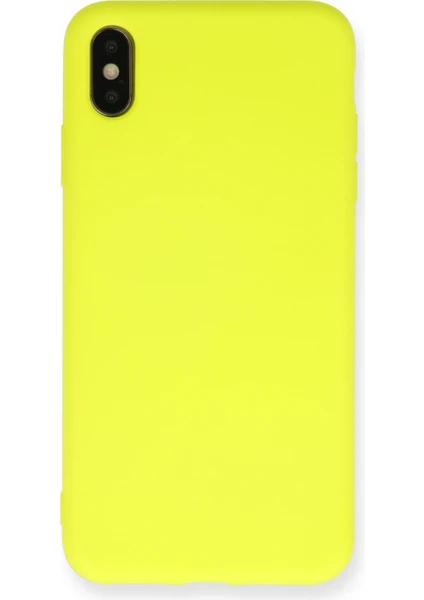 Happycase iPhone Xs Kılıf Nano Içi Kadife  Silikon - Sarı