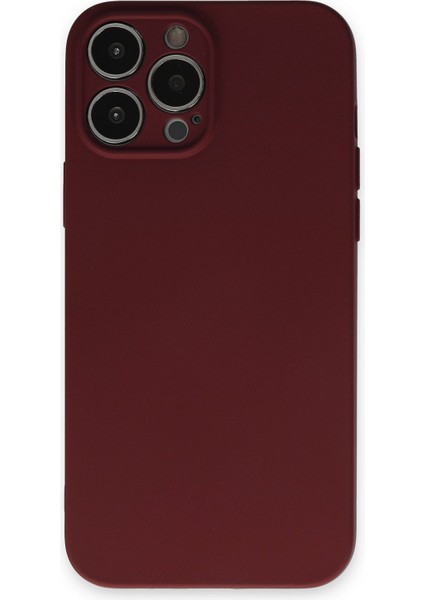 iPhone 13 Pro Max Kılıf Nano Içi Kadife Silikon - Bordo