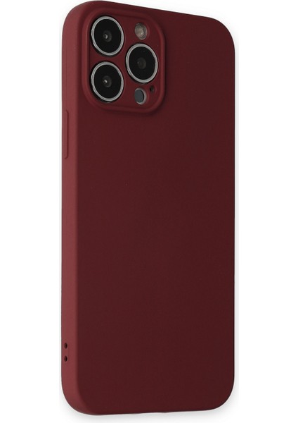 iPhone 13 Pro Max Kılıf Nano Içi Kadife Silikon - Bordo