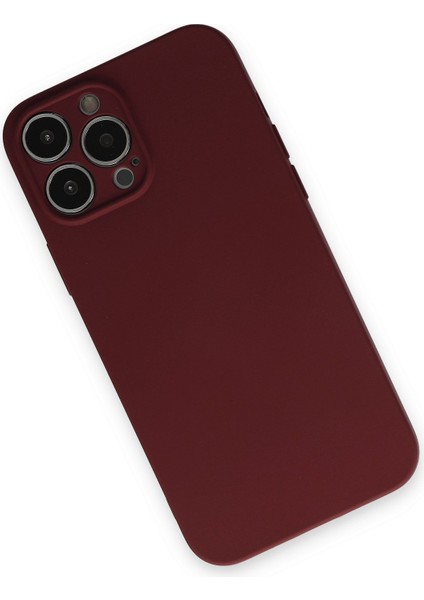 iPhone 13 Pro Max Kılıf Nano Içi Kadife Silikon - Bordo