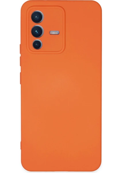 Happycase Vivo V23 5g Kılıf Nano Içi Kadife  Silikon - Turuncu