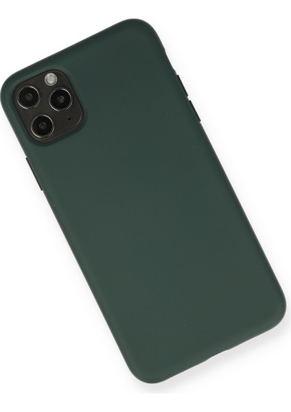 Happycase iPhone 11 Pro Max Kılıf Nano Içi Kadife  Silikon - Koyu Yeşil