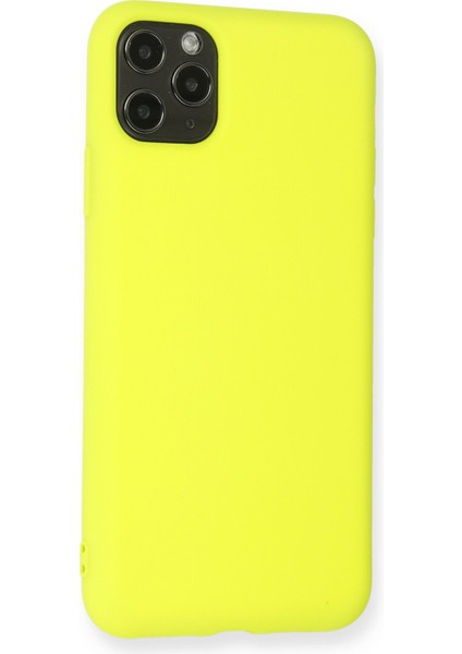iPhone 11 Pro Max Kılıf Nano Içi Kadife Silikon - Sarı