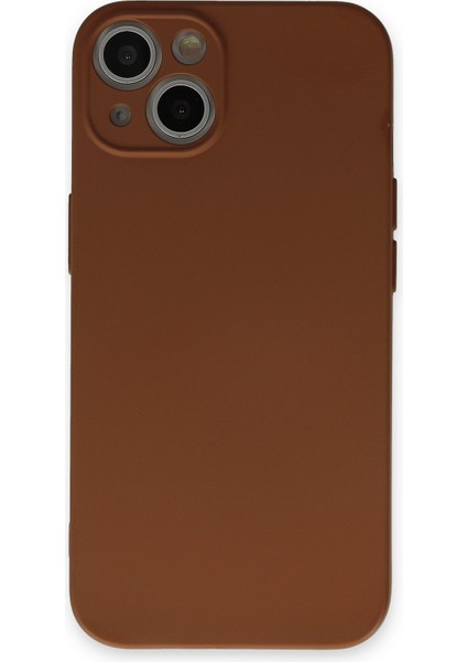 iPhone 13 Kılıf Nano Içi Kadife Silikon - Kahverengi