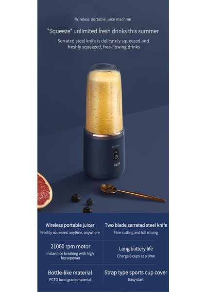 400 ml Taşınabilir Elektrikli Sıkacağı Limon Turuncu Meyve Sıkacağı Seyahat Için Kablosuz Blender (Yurt Dışından)