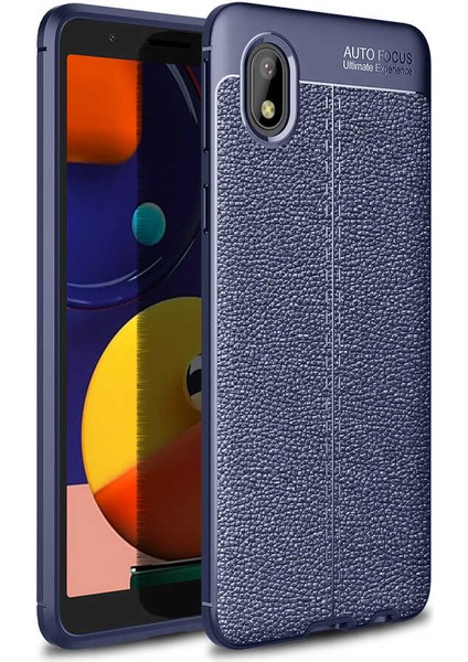 Samsung Galaxy A01 Core Kılıf Ultra Korumalı Deri Desenli Lüx Niss Silikon Kılıf + Cam Ekran Koruyucu