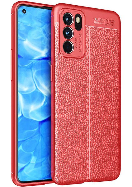 Oppo Reno 6 4g Kılıf Ultra Korumalı Deri Desenli Lüx Niss Silikon Kılıf + Tam Kaplayan 5d Ekran Koruyucu