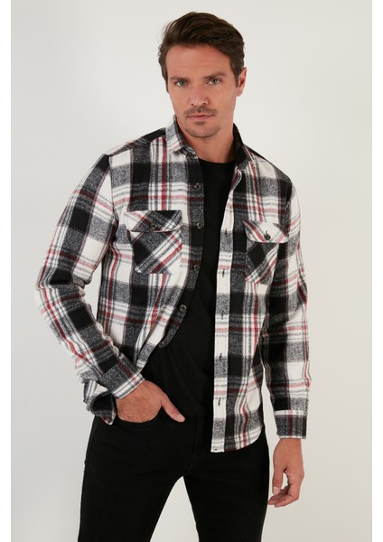 Regular Fit Çift Cepli Oduncu Ekose Uzun Kollu Gömlek Erkek Gömlek CF23W114654