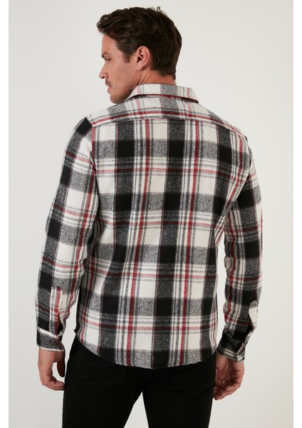 Regular Fit Çift Cepli Oduncu Ekose Uzun Kollu Gömlek Erkek Gömlek CF23W114654