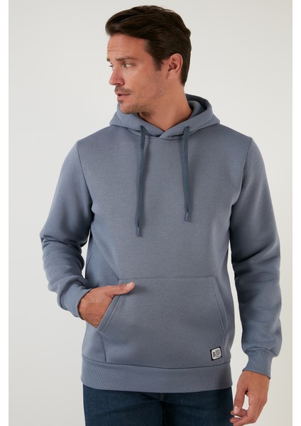 Slim Fit Kapüşonlu Kanguru Cepli İçi Tüylü Yumuşak Şardonlu Sweat Erkek SWEAT 5905281